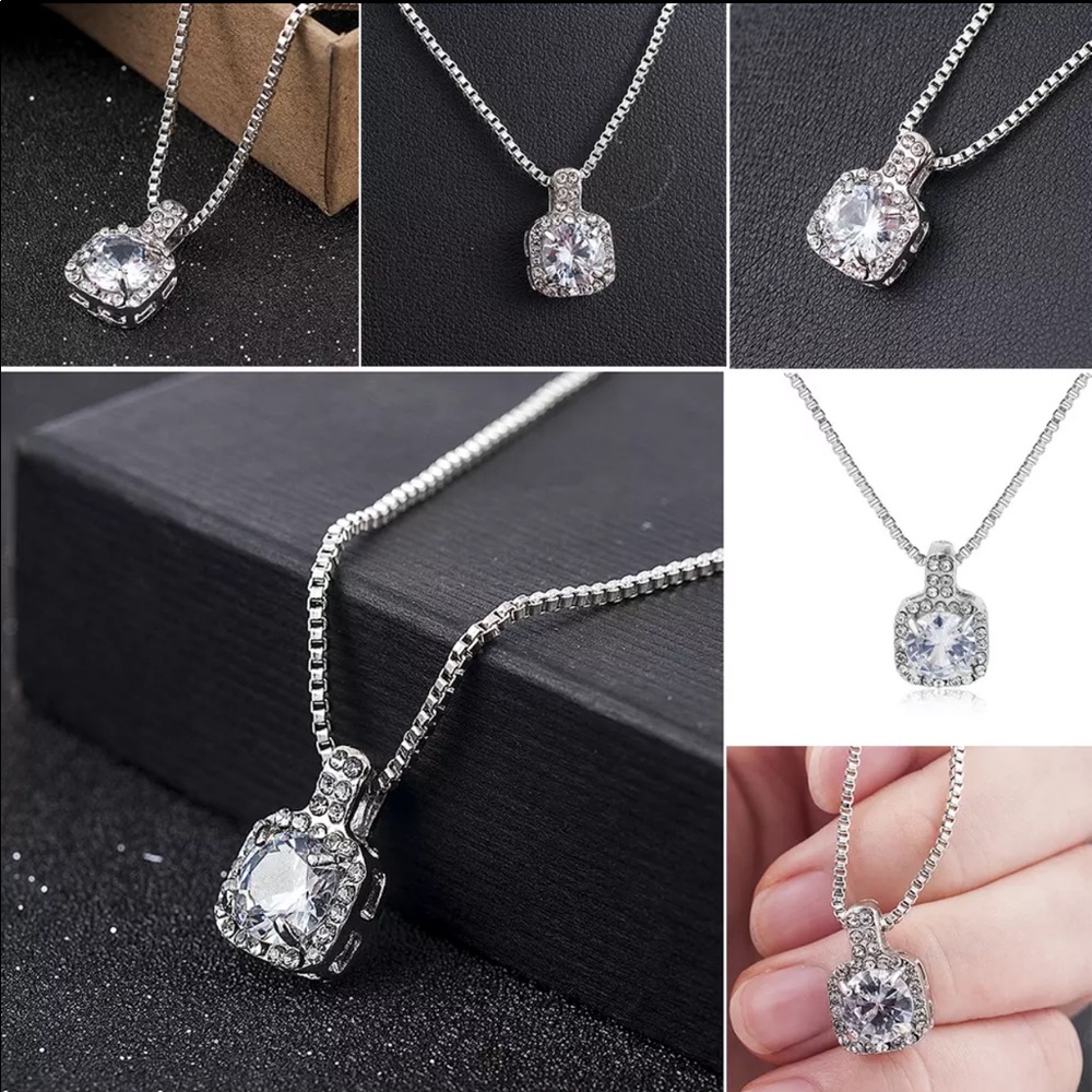 Square Rhinestone Crystal Zircon Pendant - Picture 7 of 8